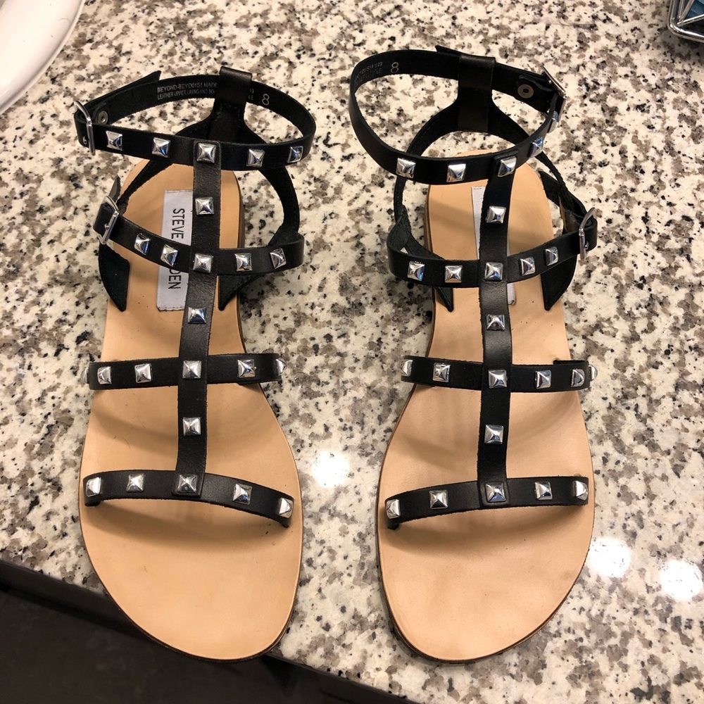 Black silver studded sandals